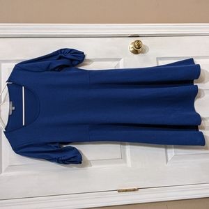Blue NY Collection Petite Medium Fit and Flare Dress with Ruched 3/4 Sleeves